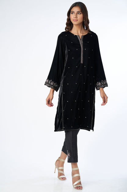 Stitched 2 Piece Velvet Embroidered Suit