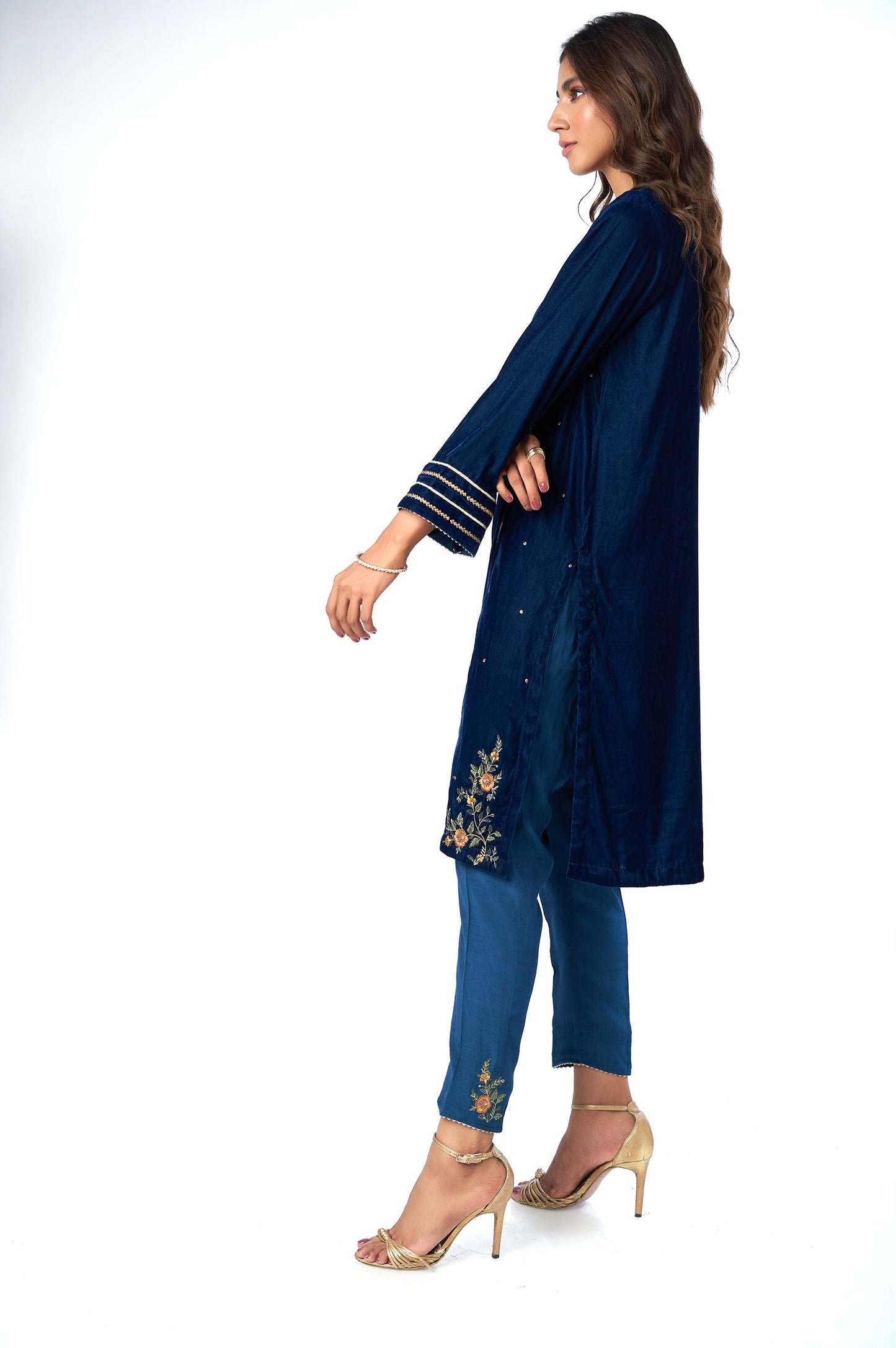 Stitched 2 Piece Velvet Embroidered Suit