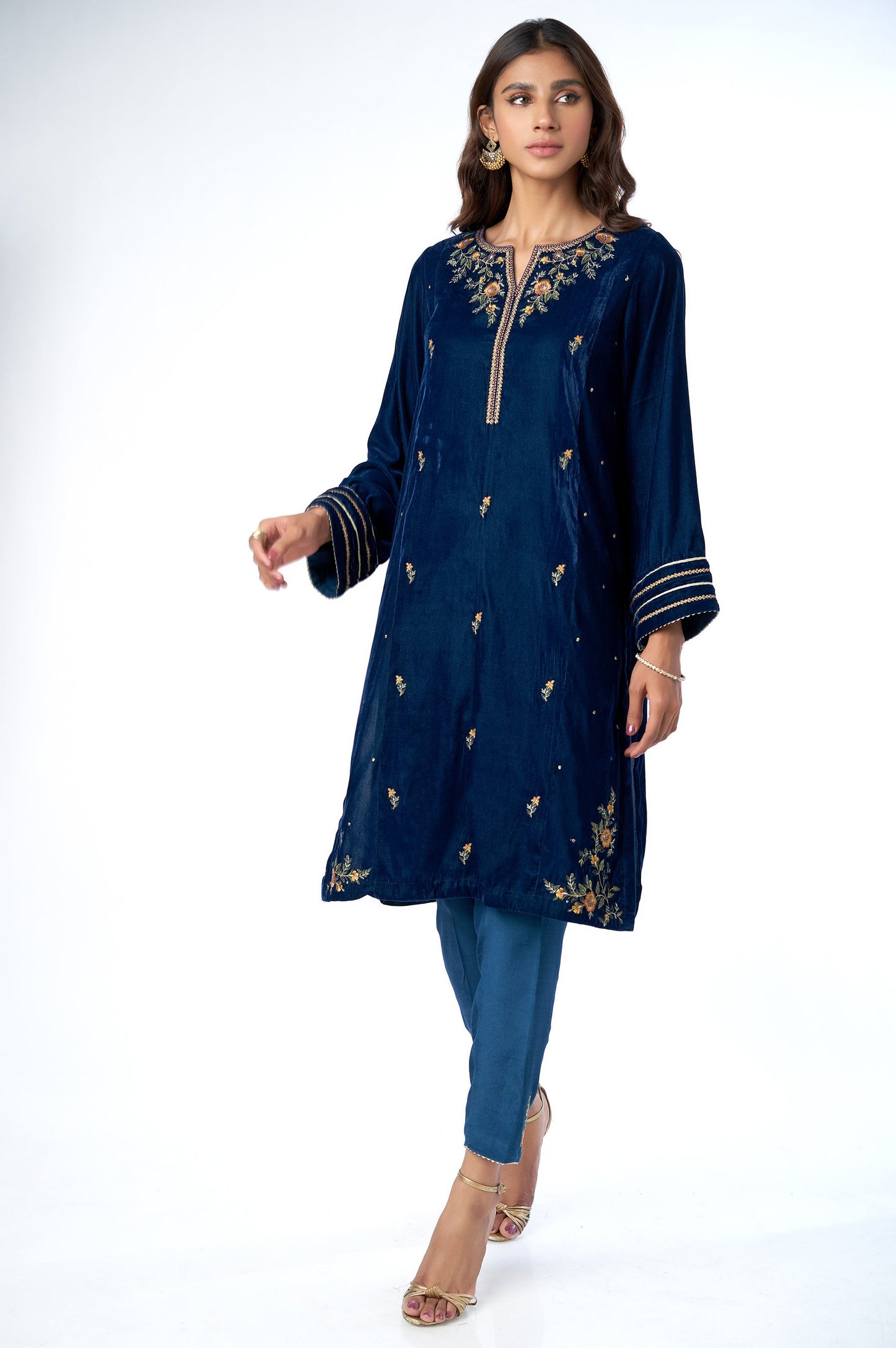 Stitched 2 Piece Velvet Embroidered Suit