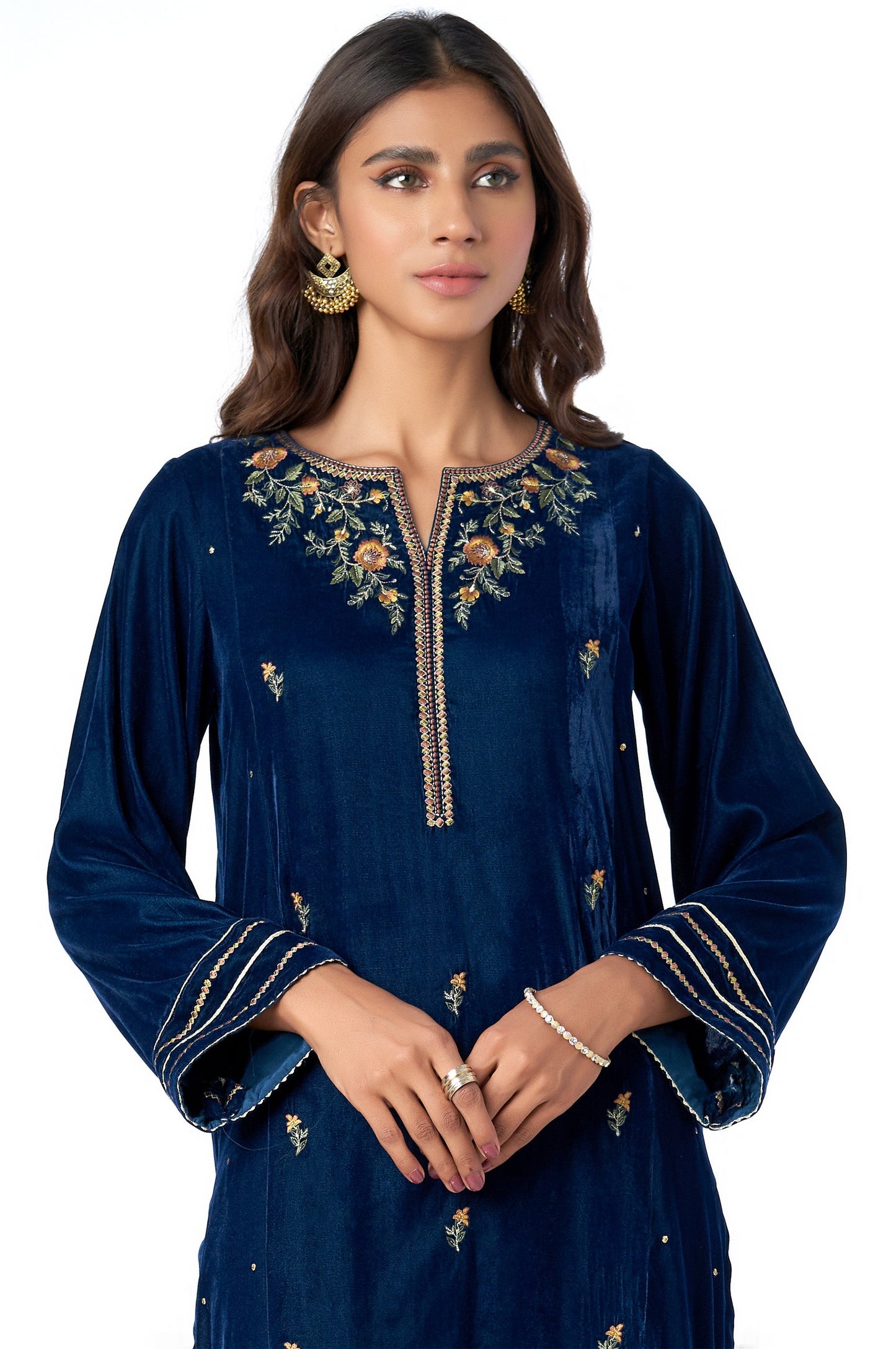 Stitched 2 Piece Velvet Embroidered Suit