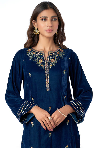 Stitched 2 Piece Velvet Embroidered Suit
