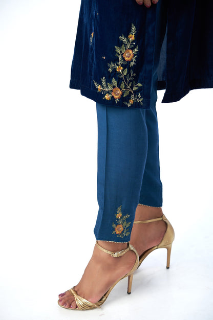 Stitched 2 Piece Velvet Embroidered Suit