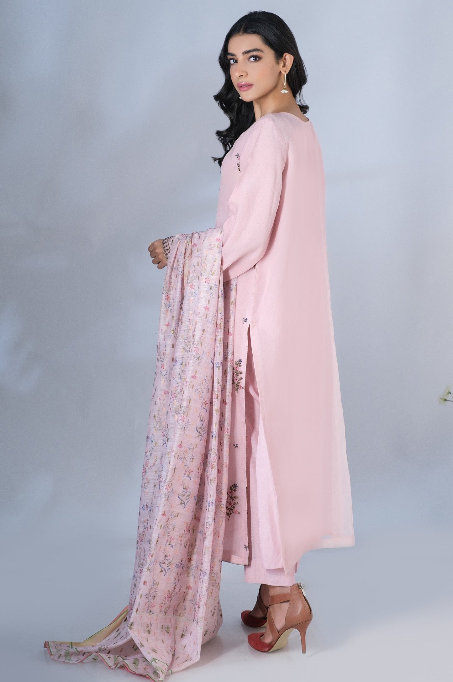 Stitched 2 Piece Organza Embroidered Outfit