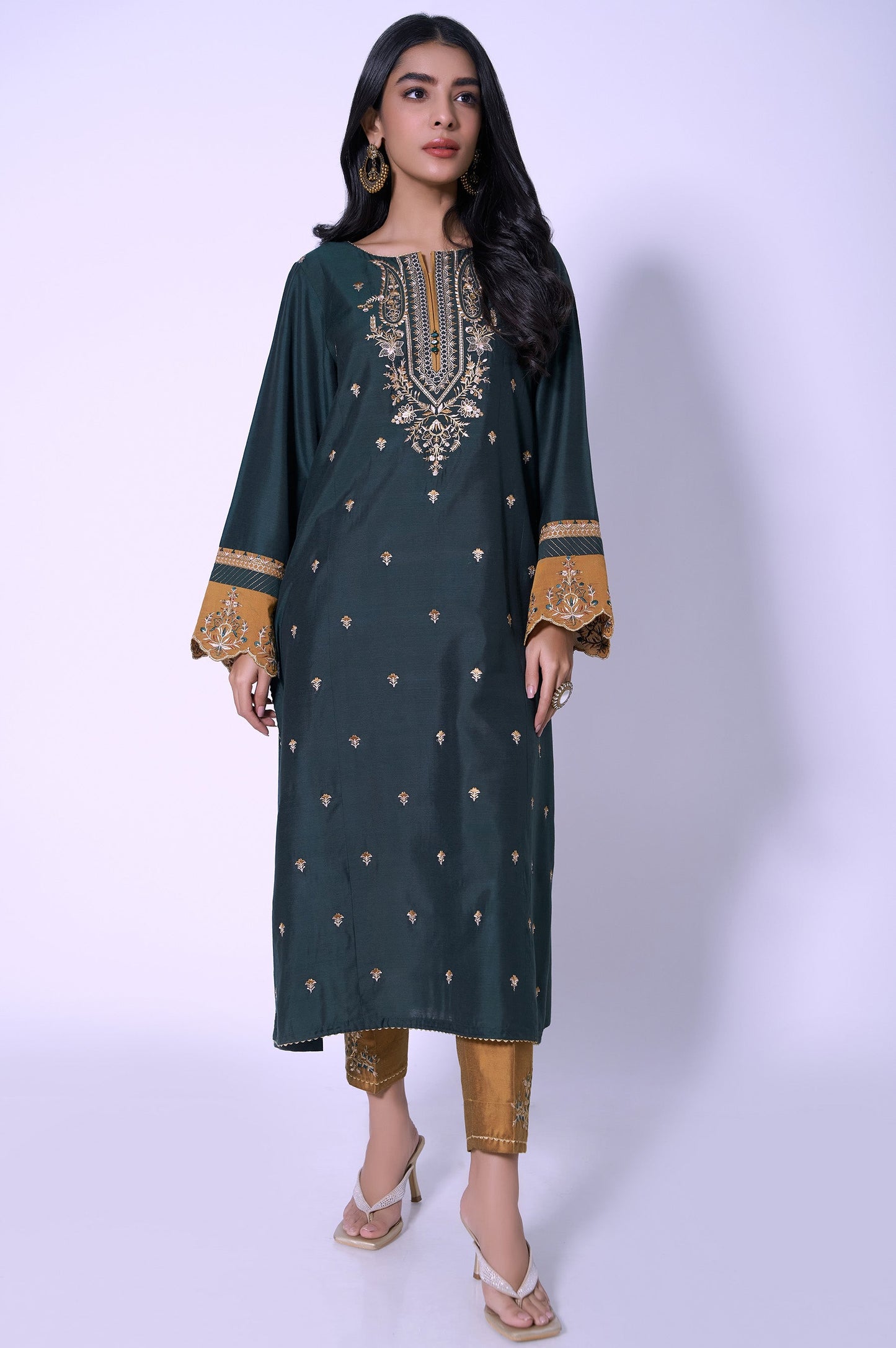 Stitched 2 Piece Cotton Silk Embroidered Outfit