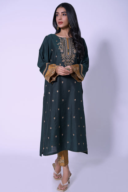 Stitched 2 Piece Cotton Silk Embroidered Outfit