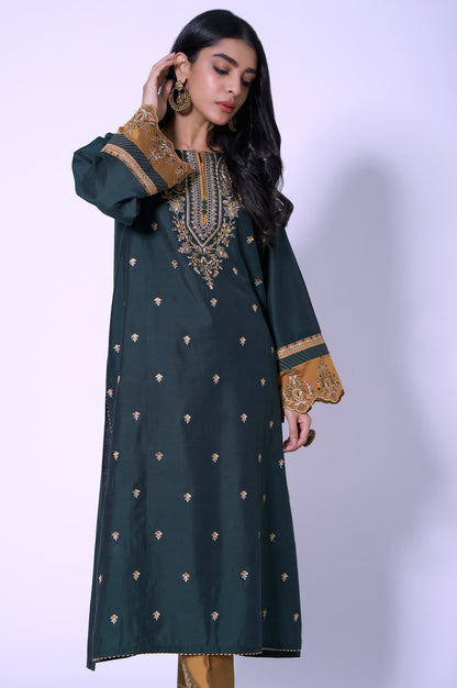 Stitched 2 Piece Cotton Silk Embroidered Outfit