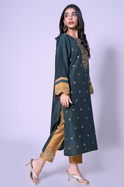 Stitched 2 Piece Cotton Silk Embroidered Outfit