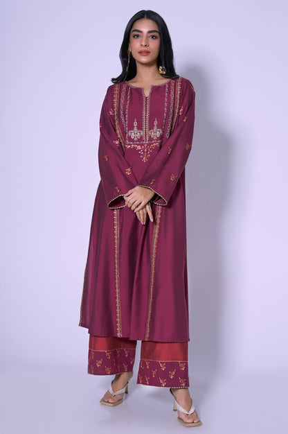 Stitched 2 Piece Cotton Silk Embroidered Outfit