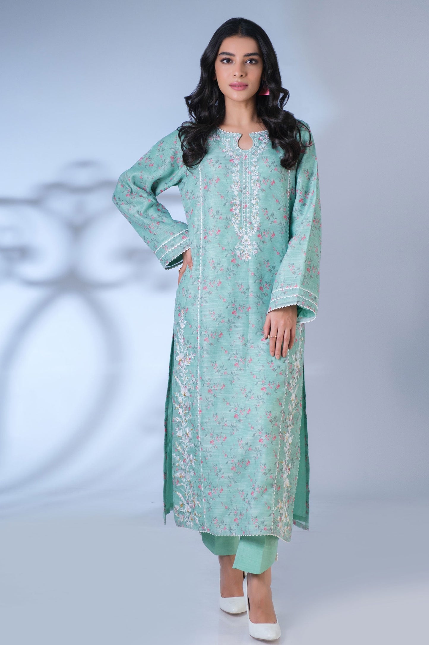 Stitched 2 Piece Cotton Staple Embroidered Outfit