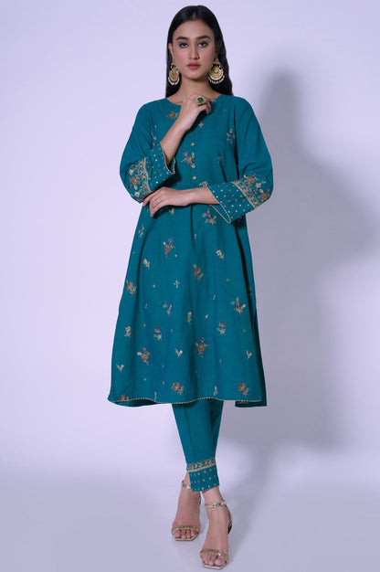 Stitched 2 Piece Cotton Net Embroidered Outfit