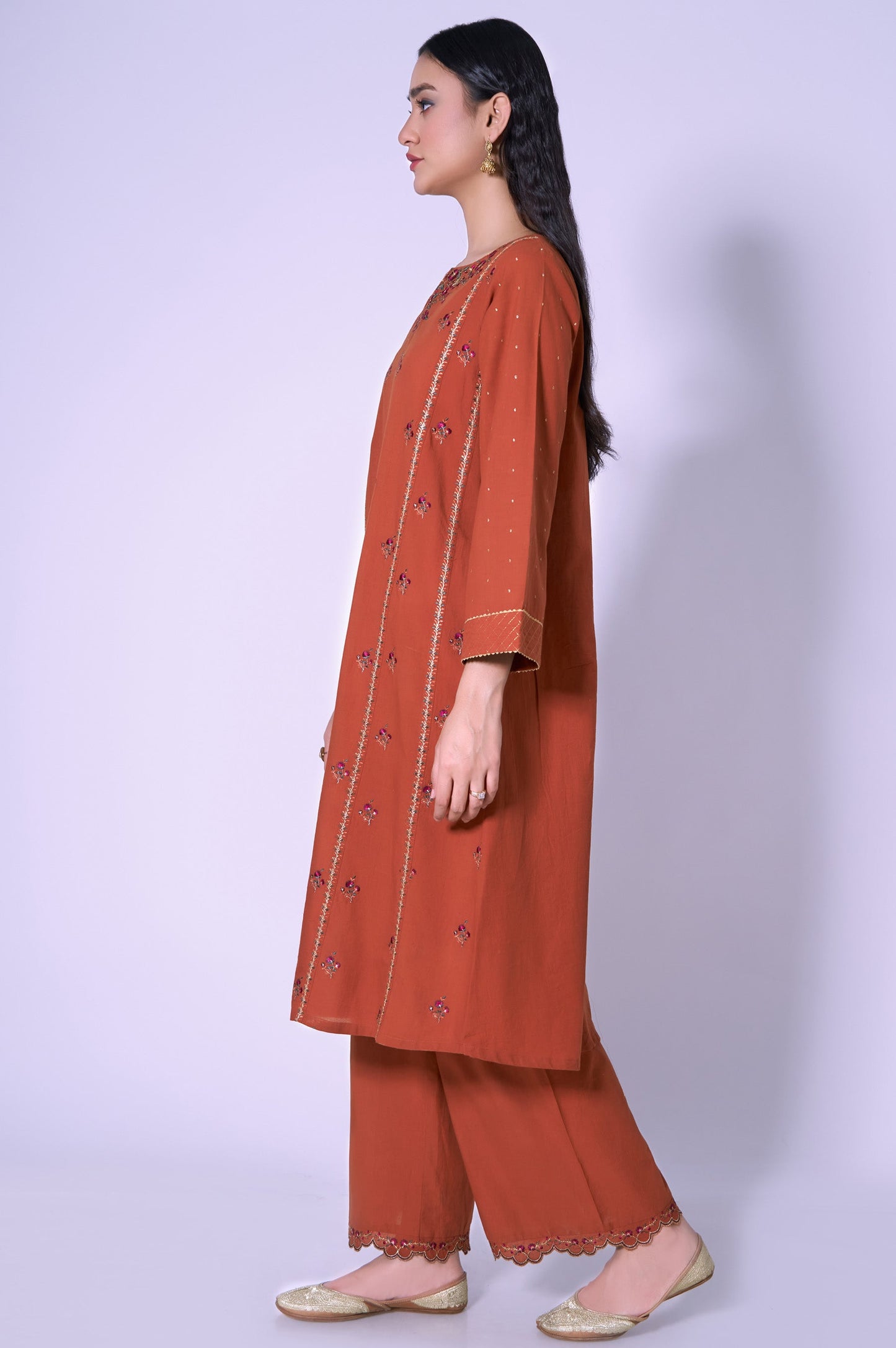 Stitched 2 Piece Cambric Embroidered Outfit