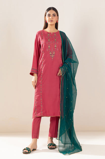 Stitched 2 Piece Embroidered Raw Silk Outfit
