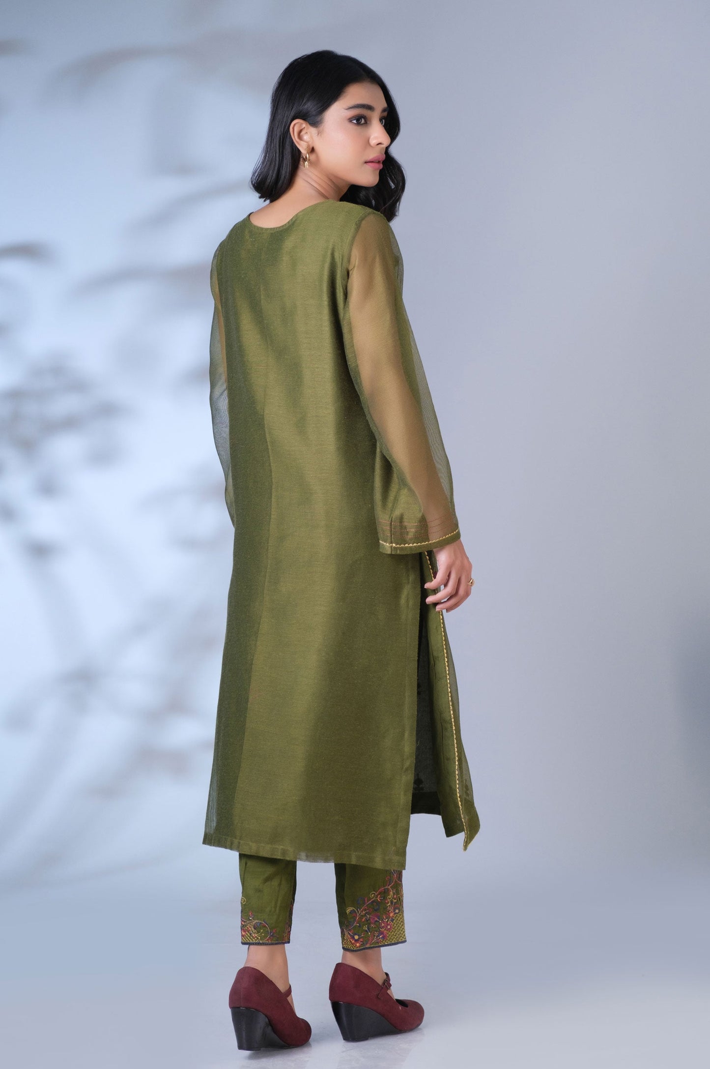 Stitched 2 Piece Khaddi Net Embroidered Outfit