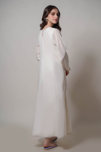 Stitched 2 Piece Embroidered Cotton Net Outfit