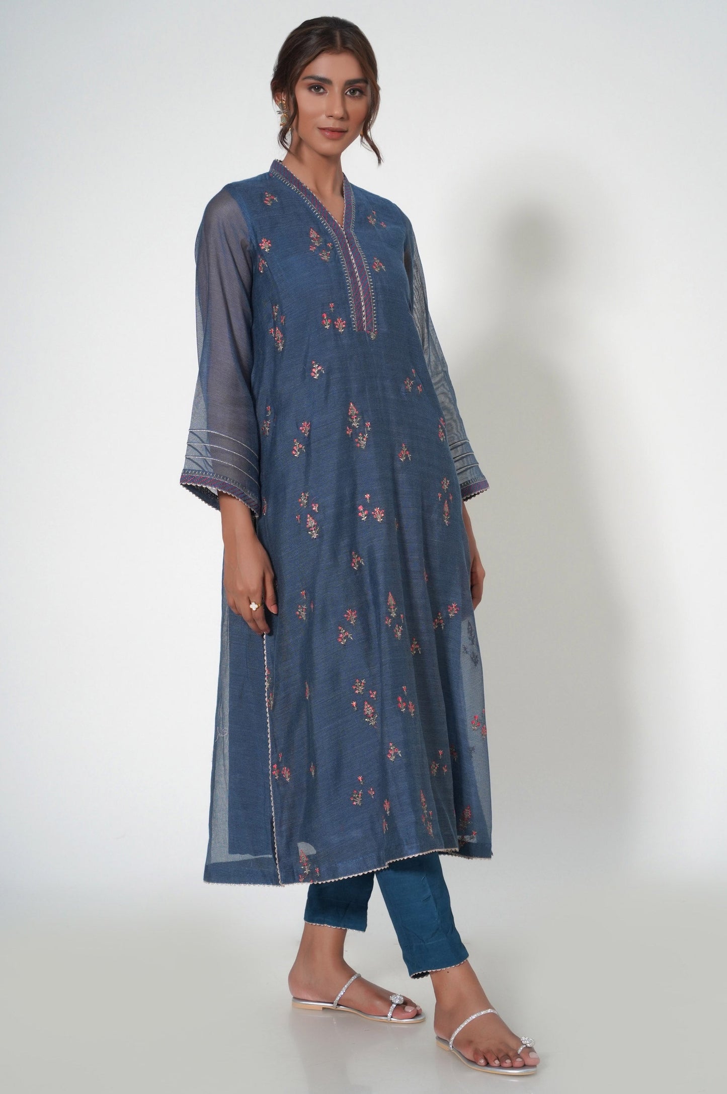 Stitched 2 Piece Khaddi Net Embroidered Outfit