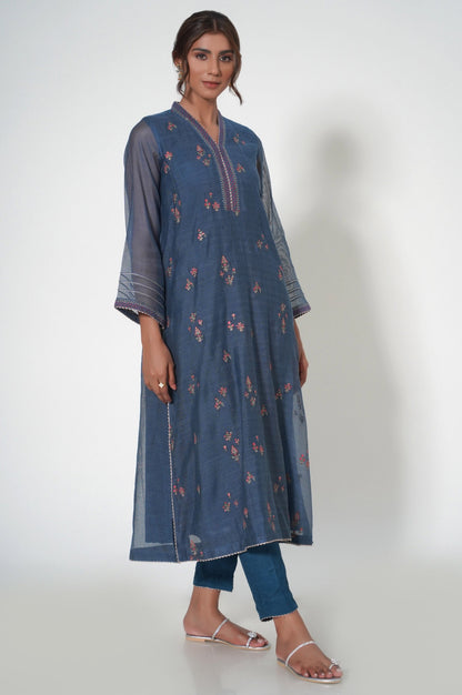 Stitched 2 Piece Khaddi Net Embroidered Outfit