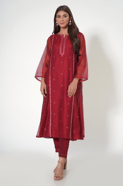 Stitched 2 Piece Khadi Net Embroidered Outfit