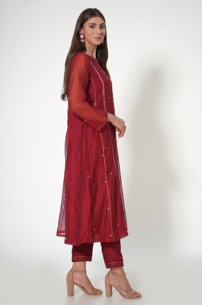 Stitched 2 Piece Khadi Net Embroidered Outfit