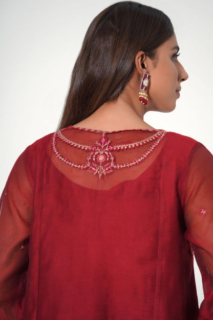 Stitched 2 Piece Khadi Net Embroidered Outfit