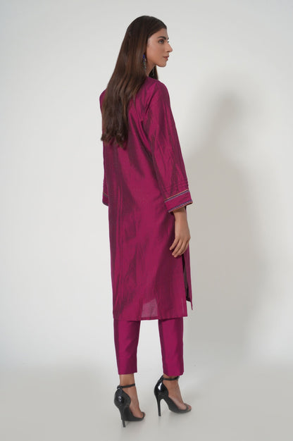 Stitched 2 Piece Embroidered Zari Cotton Silk Outfit