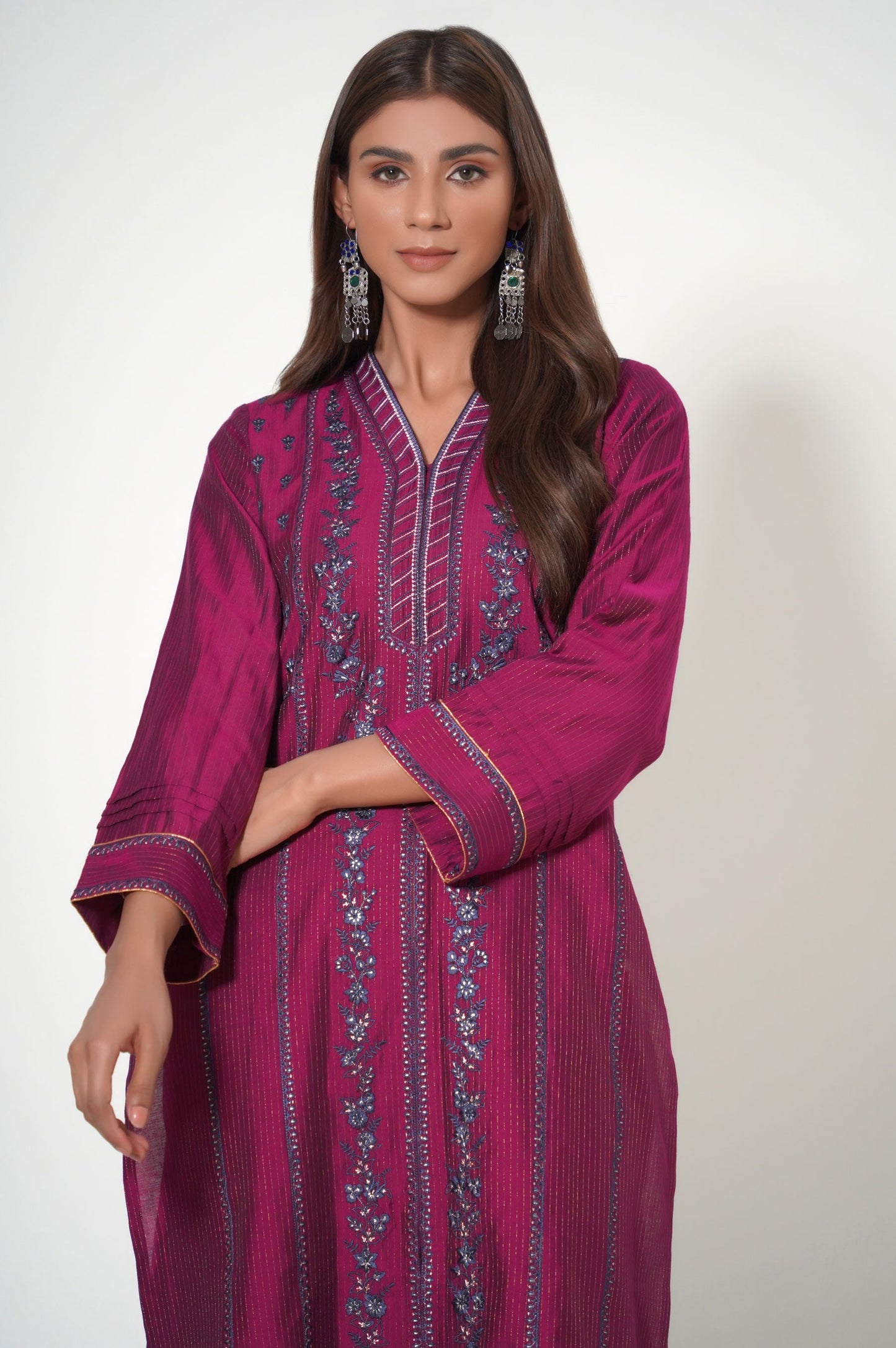Stitched 2 Piece Embroidered Zari Cotton Silk Outfit