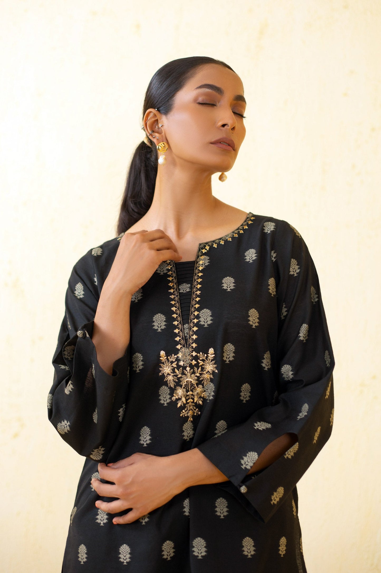 Stitched 2 Piece Embroidered Cotton Silk Outfit