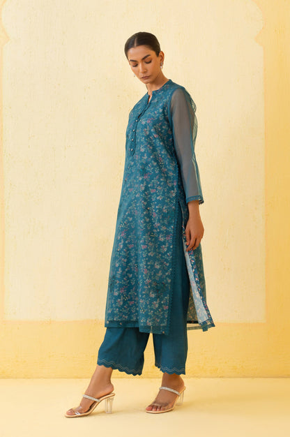 Stitched 2 Piece Embroidered Organza Suit