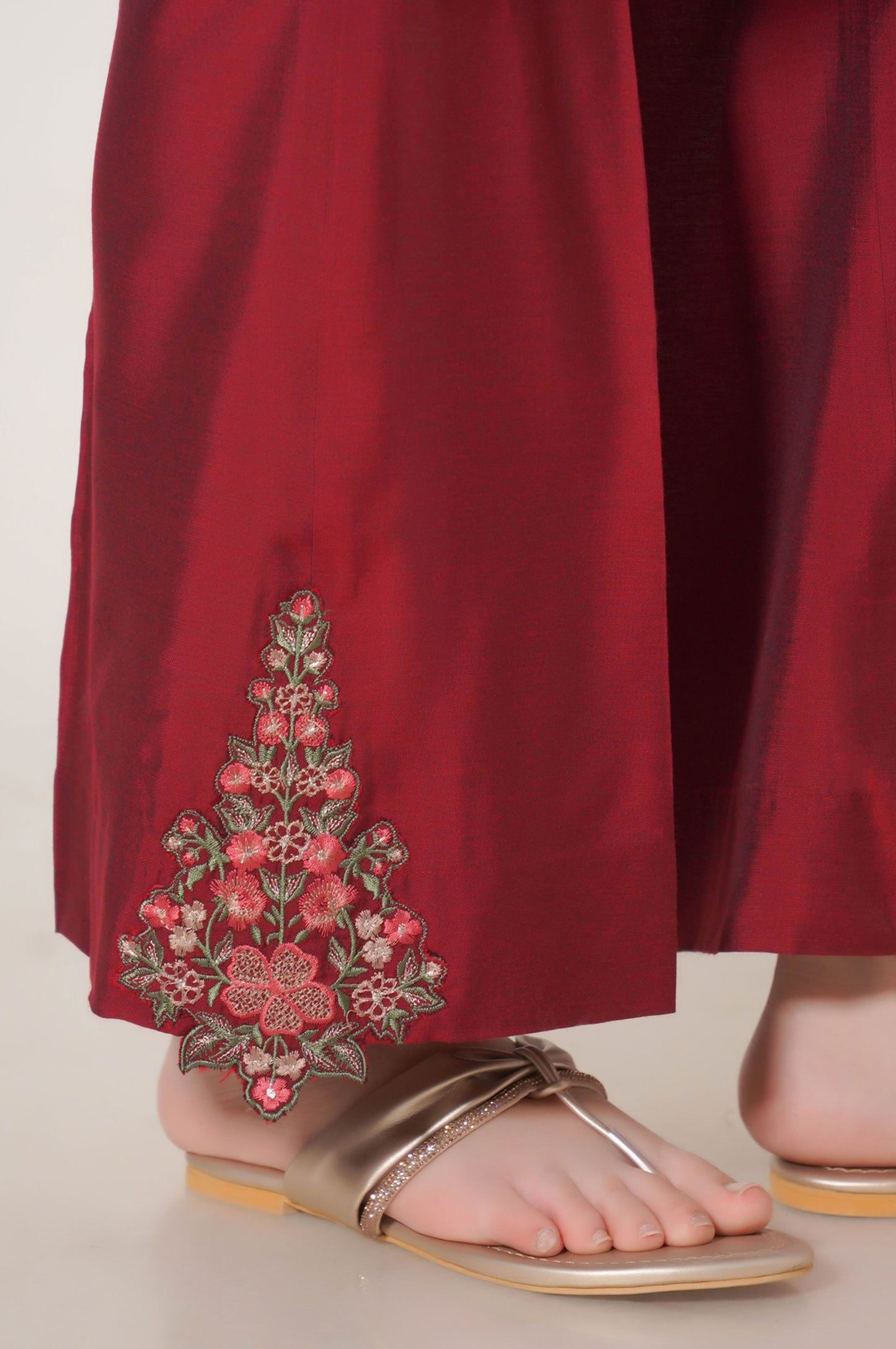 Stitched 2 Piece Embroidered Cotton Silk Suit