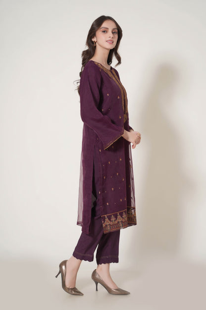 Stitched 2 Piece Embroidered Organza Outfit