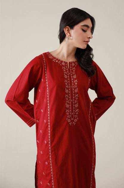 Sticthed 2 Piece Embroidered Cambric Suit