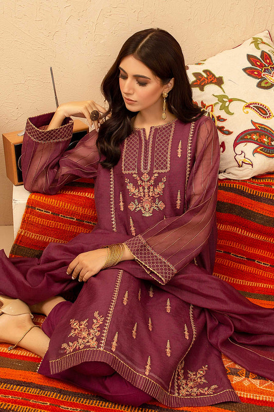 Stitched 3 Piece Checkered Organza Embroidered Suit