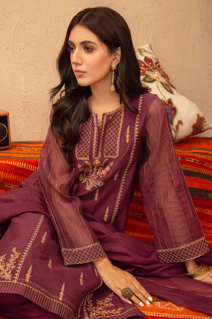 Stitched 3 Piece Checkered Organza Embroidered Suit