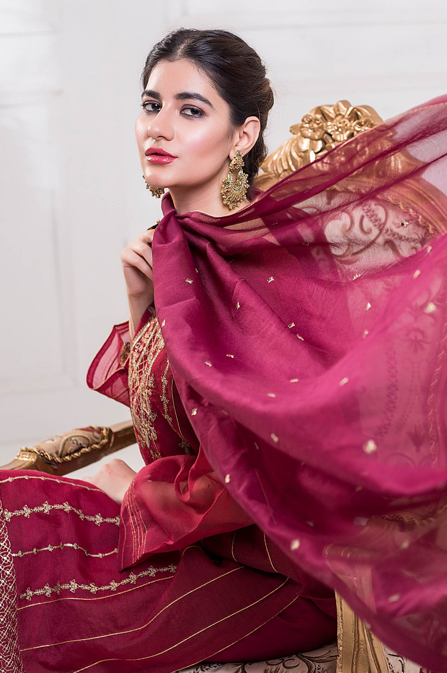 Stitched 3 Piece Checkered Organza Embroidered Suit