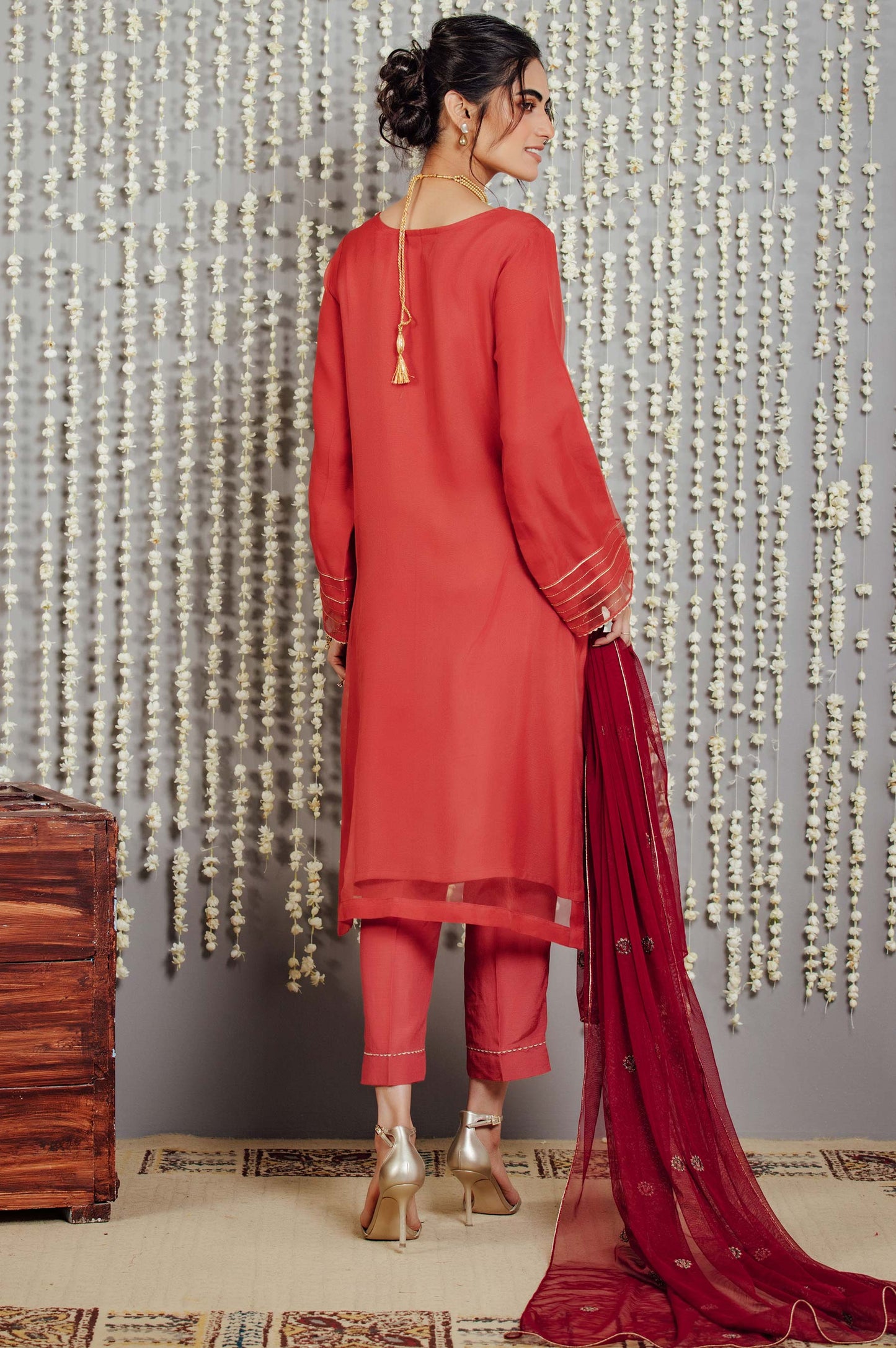 Stitched 3 Piece Organza Embroidered Suit