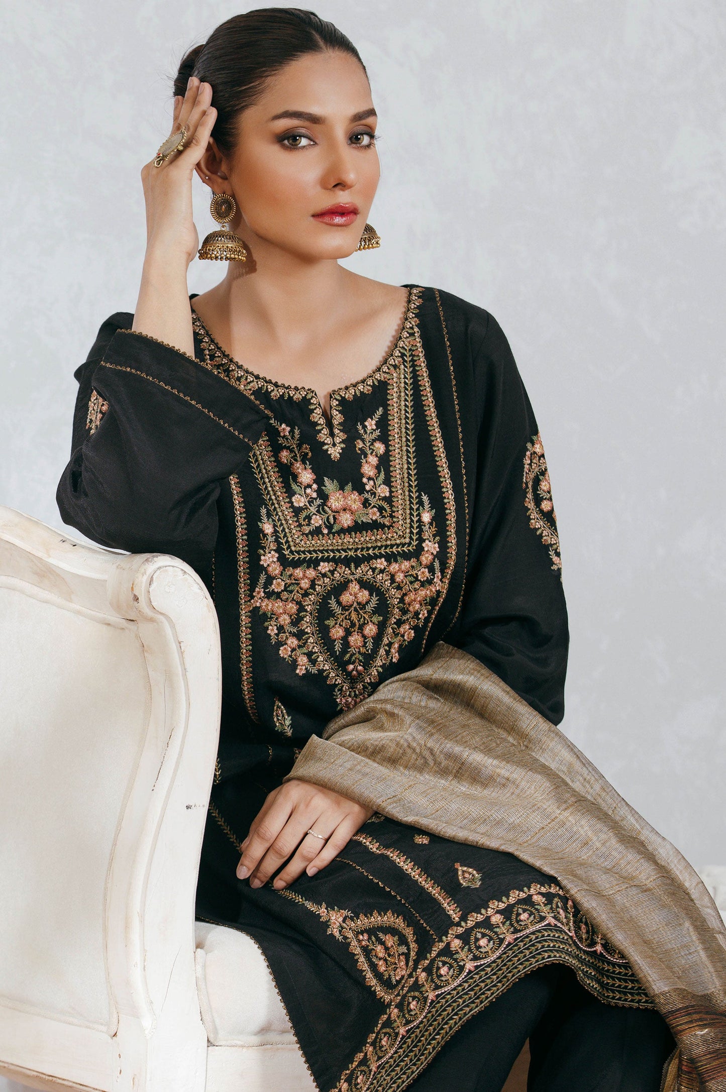 Stitched 3 Piece RawSilk Embroidered Suit