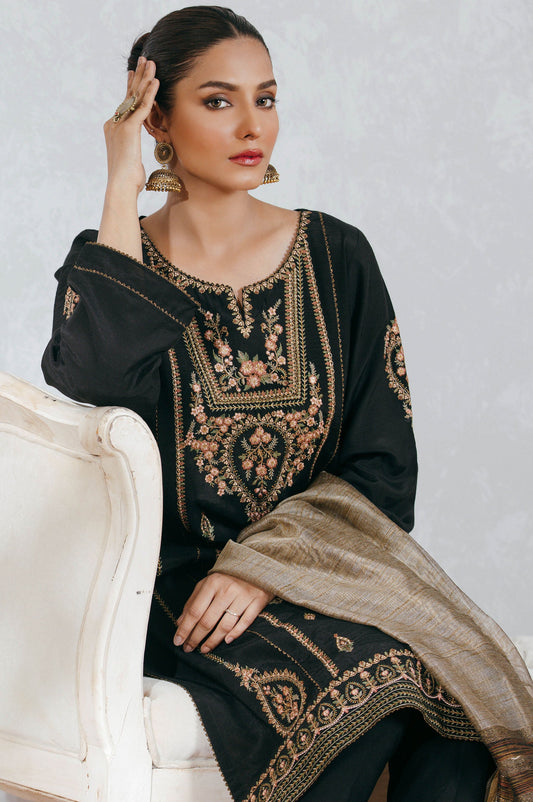 Stitched 3 Piece RawSilk Embroidered Suit