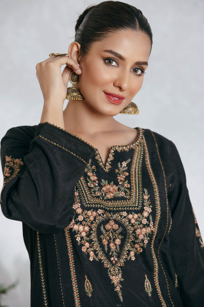 Stitched 3 Piece RawSilk Embroidered Suit