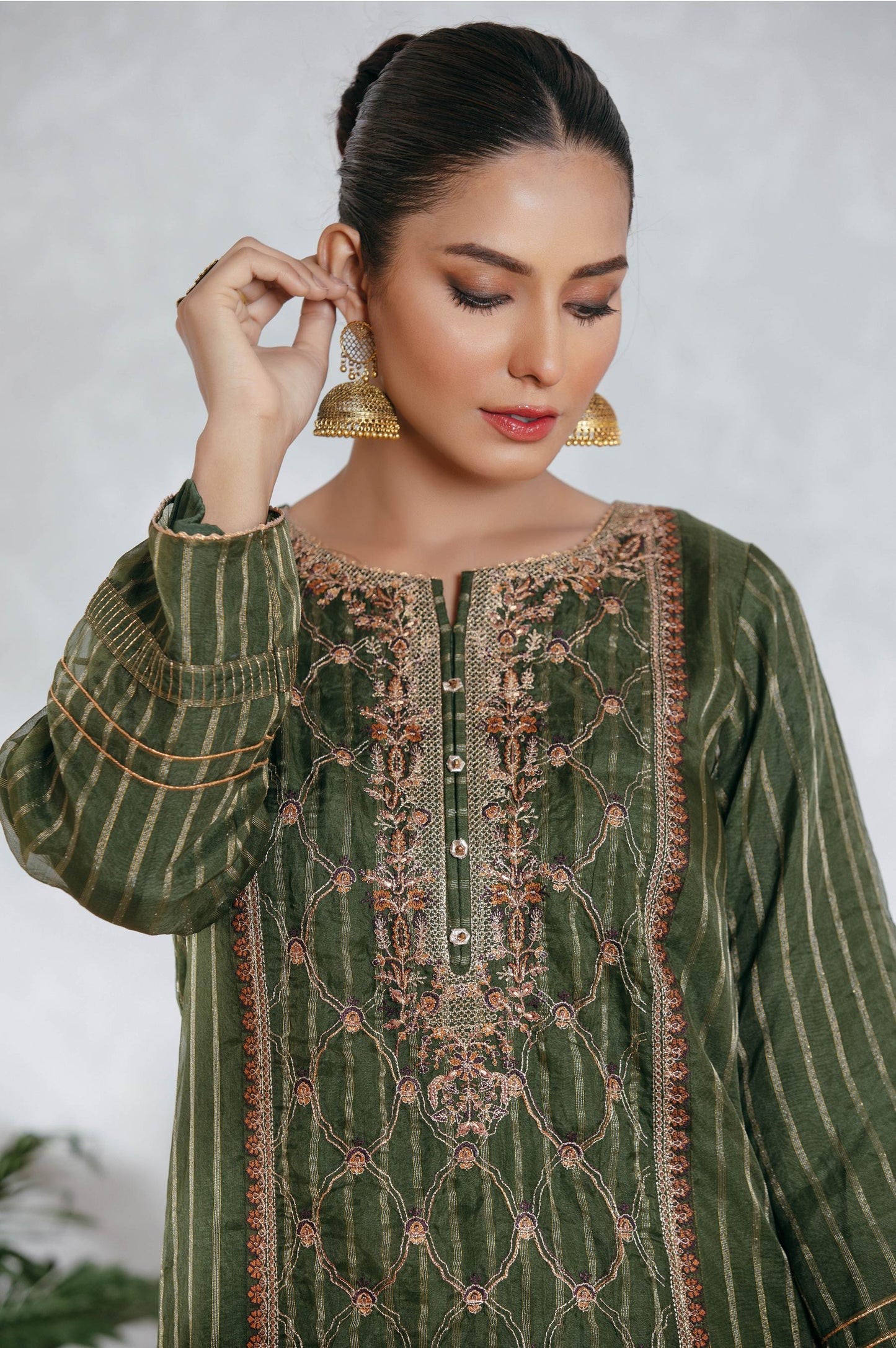 Stitched 3 Piece Organza Outfit