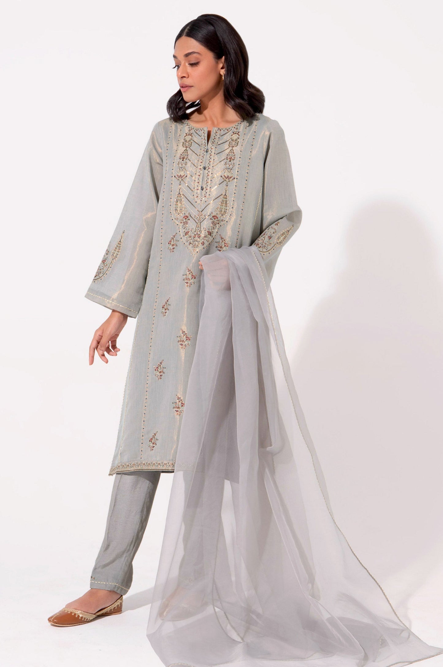 Stitched 3 Piece Embroidered Cotton Mysuri Outfit