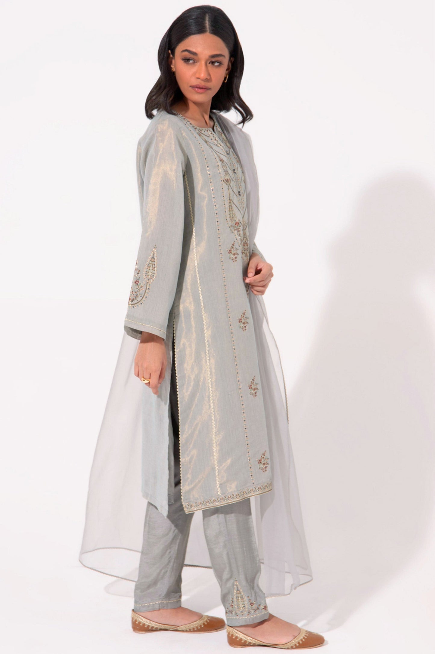 Stitched 3 Piece Embroidered Cotton Mysuri Outfit