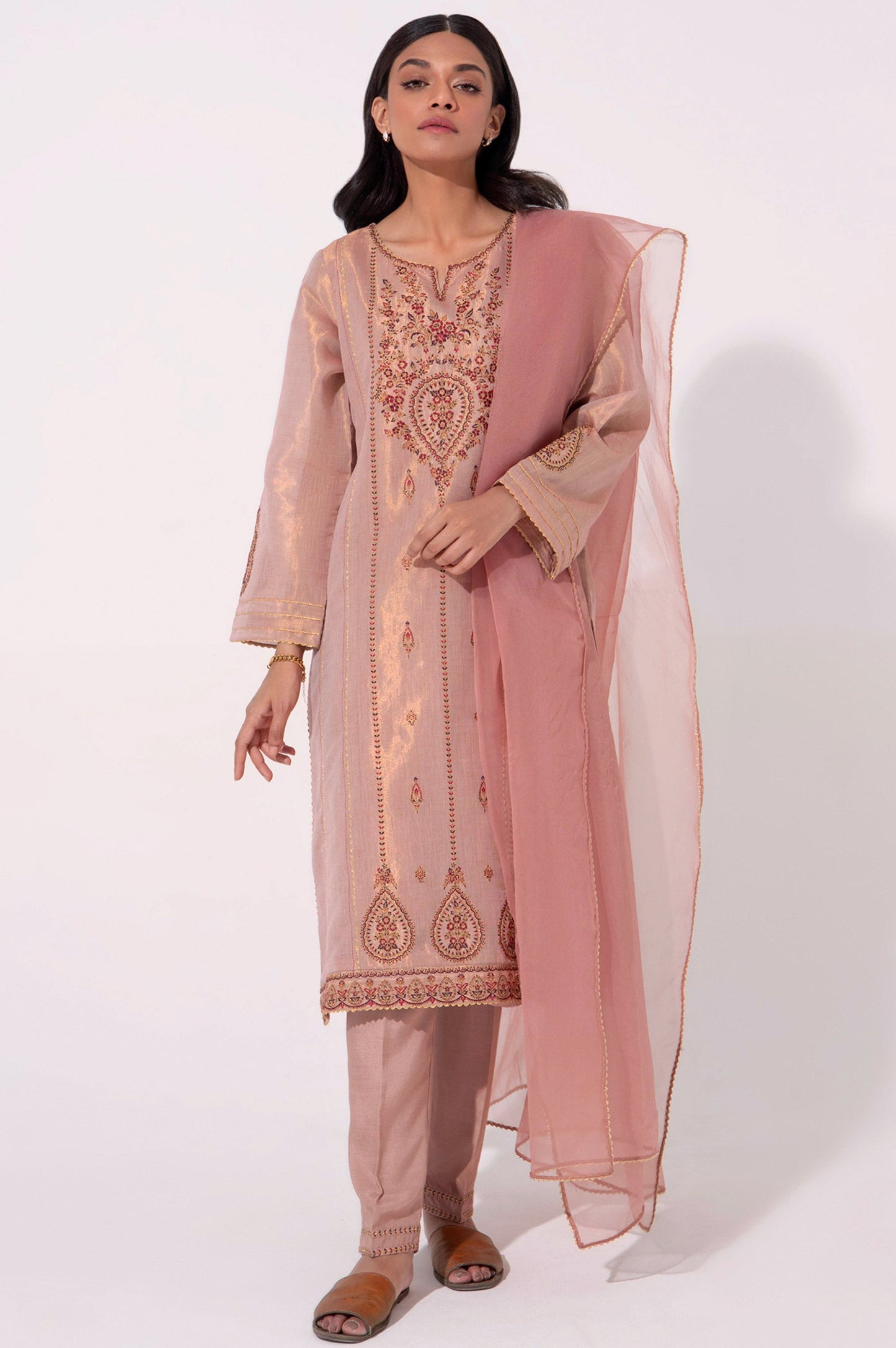 Stitched 3 Piece Embroidered Cotton Mysuri Outfit