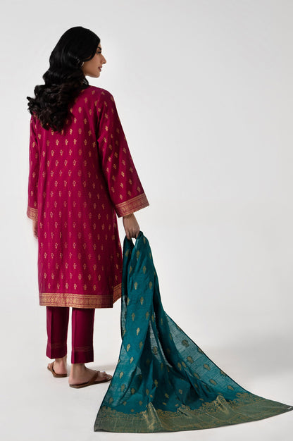 Stitched 3 Piece jacquard Embroidered Suit