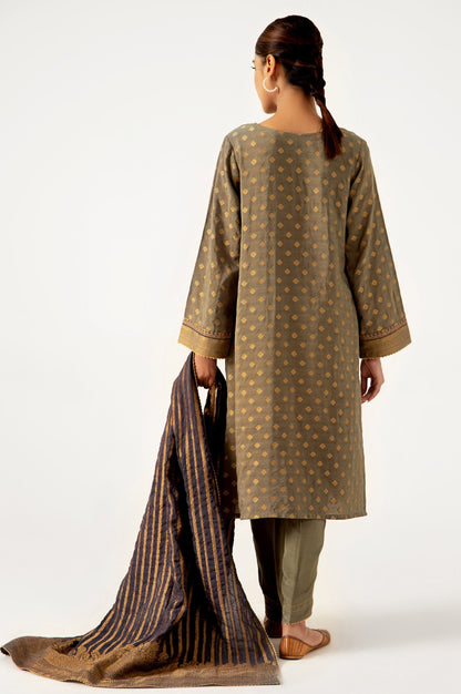 Stitched 3 Piece jacquard Embroidered Suit