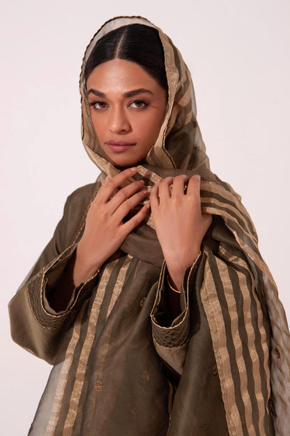 Stitched 3 Piece Organza Embroidered Suit