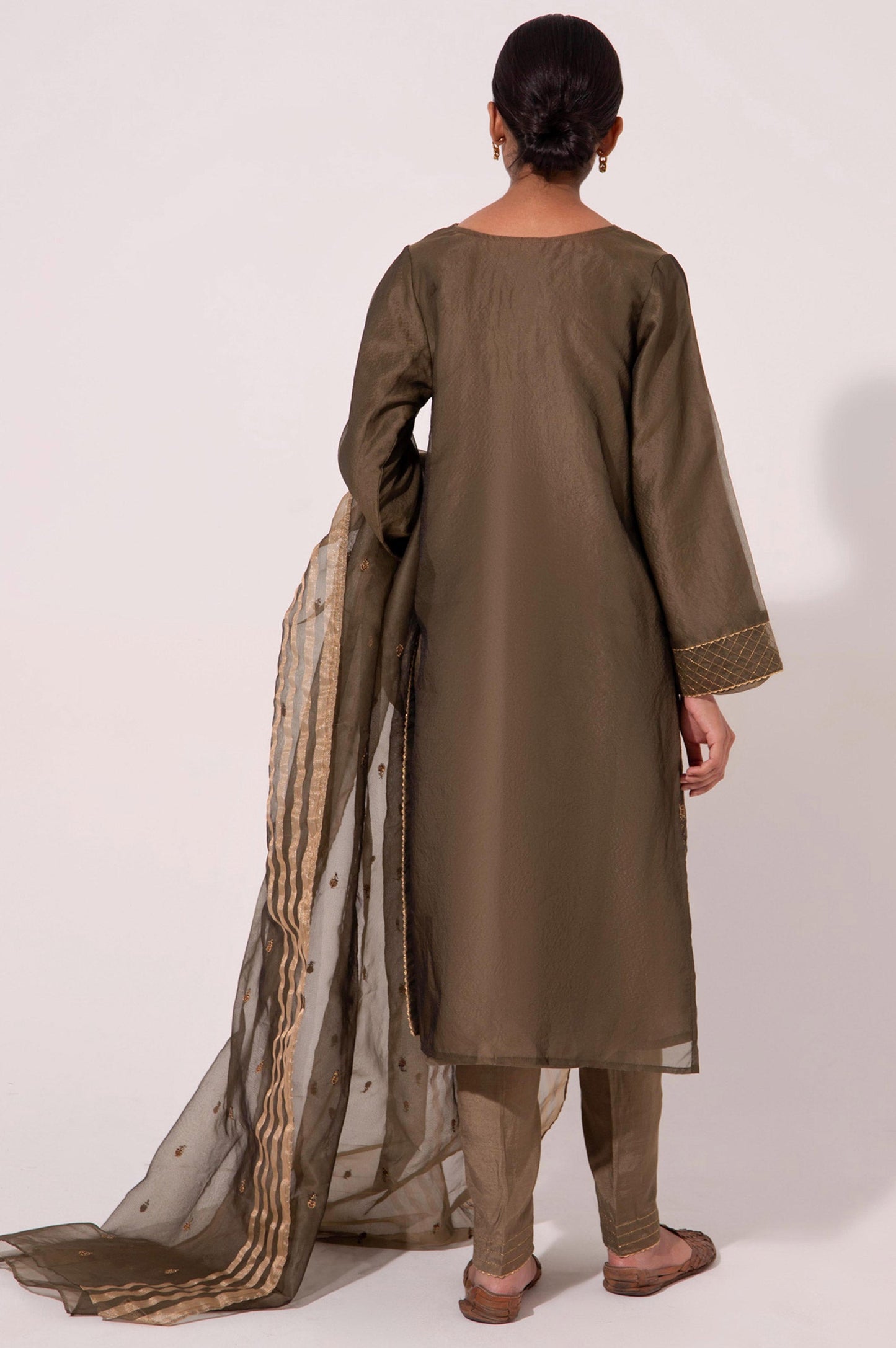 Stitched 3 Piece Organza Embroidered Suit