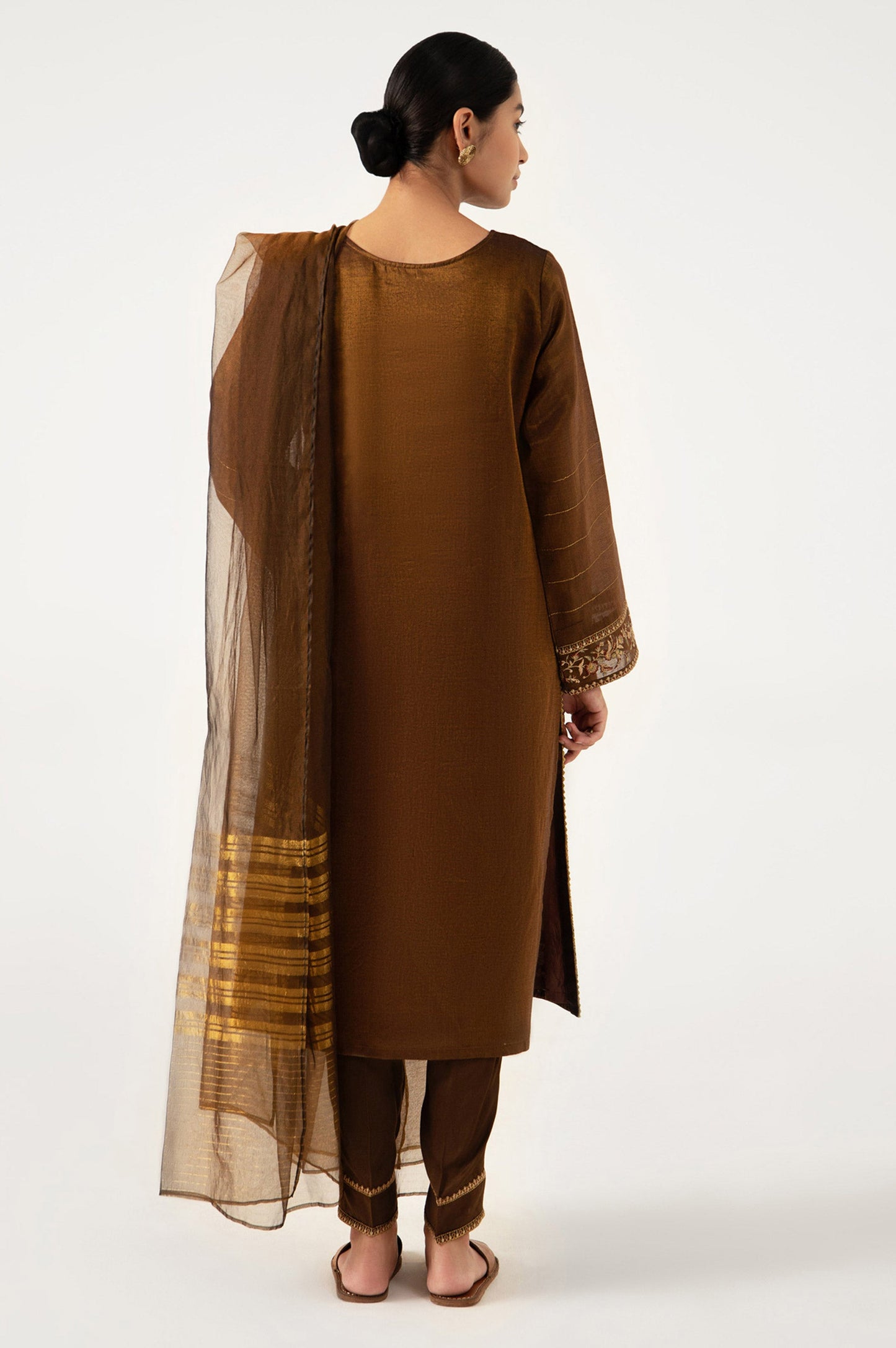 Stitched 3 Piece Cotton Mysuri Embroidered Suit