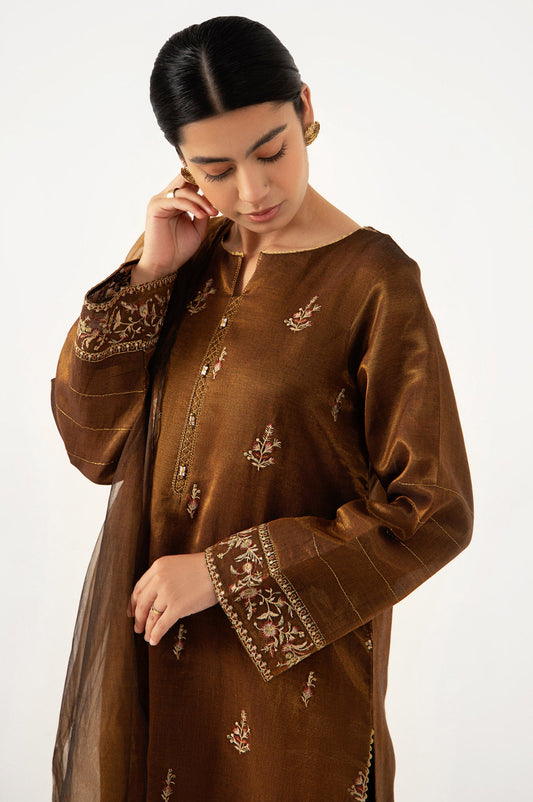 Stitched 3 Piece Cotton Mysuri Embroidered Suit