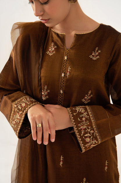 Stitched 3 Piece Cotton Mysuri Embroidered Suit