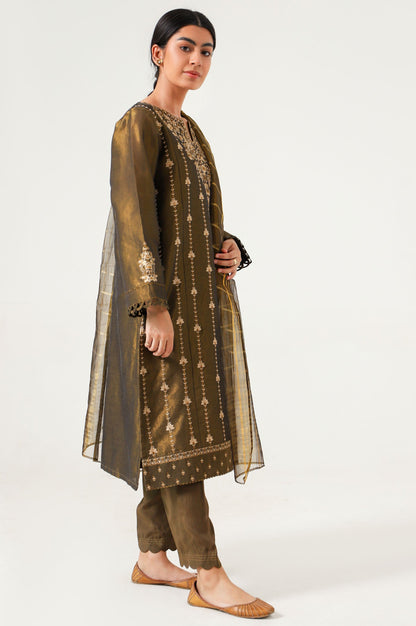 Stitched 3 Piece Cotton Mysuri Embroidered Suit