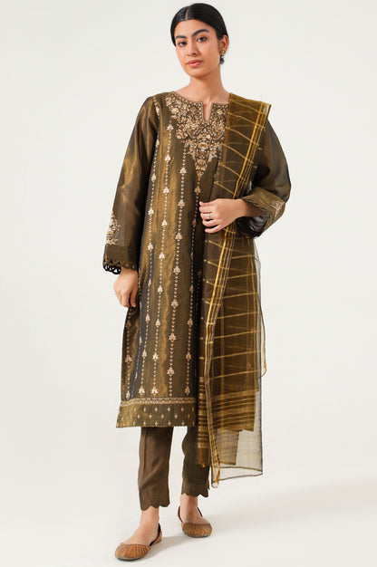 Stitched 3 Piece Cotton Mysuri Embroidered Suit